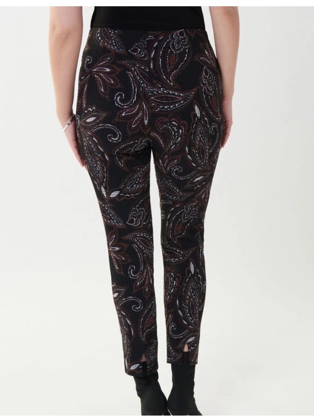 Joseph Ribkoff Black Paisley Skinny Ankle Pants